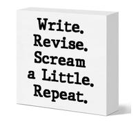 Writer Gift for Women Men, Author Novelist Typewriter Gift Writing Lover Journalist Christmas Birthday Gift, Writer Home Office Farmhouse Desk Decor Wooden Sign, Write Revise Scream A Little Repeat