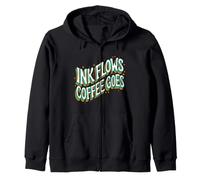 Writer Ink Flows Coffee Goes Author Illustrator Zip Hoodie