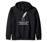 Writer Poetcore Quote Quill and Inkwell for Cat Lovers Zip Hoodie