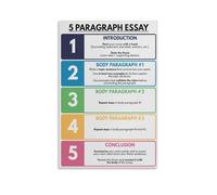 WRITING AN ESSAY, 5 Paragraph Essay Guide, English Classroom Educational Chart Poster 08x12inch(20x30cm)