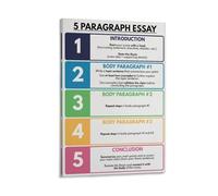 WRITING AN ESSAY, 5 Paragraph Essay Guide, English Classroom Educational Chart Poster 16x24inch(40x60cm)