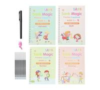 Writing Book for Children, Set of 4 with Grooved Alphabet Guides, Alphabet Writing Notebook for Children, for School Kindergarten Class Early Learning Home Education