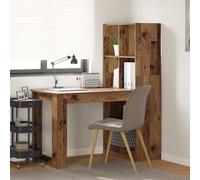 Writing Desk 122x67x145cm Engineered Wood Old Wood 2 Shelves Minimalist Anti-Tip