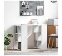 Writing Desk 90x50x75cm White Engineered Wood Modern Desk with 4-Tier Shelves.