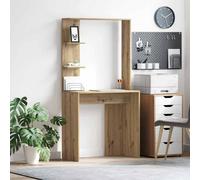 Writing Desk Artisan Oak 78.5x37x154.5cm Engineered Wood 2 Shelves Matte Finish