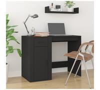 Writing Desk Black Engineered Wood 100x49x75cm With Drawers Minimal Office Study