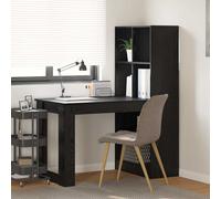 Writing Desk Black Oak 122x67x145cm Engineered Wood Minimalist with 2 Shelves