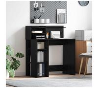 Writing Desk Black Oak 90x48cm Engineered Wood Shelf Modern Home Office Textured
