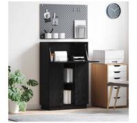 vidaXL Desk with Door Black Oak 71.5 x 31.5 x 106.5 cm Engineered Wood