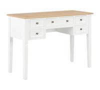 Writing Desk Brown White MDF Pinewood 109.5x45x77.5cm 5 Drawer Rustic HomeOffice