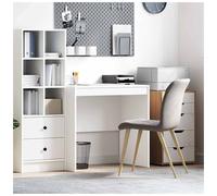 vidaXL Desk White 80 x 50 x 76 cm Engineered wood, Living Room, Rectangular, Modern, Durable, Ample Storage, Compact Desk, Writing, Student, Functional