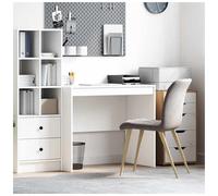 vidaXL Desk White 90 x 50 x 76 cm Engineered wood, Living Room, Rectangular, Modern, Durable, Ample Storage, Compact Desk, Writing, Student, Functional