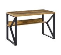 HOMCOM Computer Writing Desk K Shaped Steel Leg Storage Shelf Rustic Wood Finish, Brown