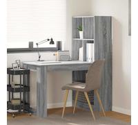 Writing Desk Grey Sonoma 122x67x145cm Engineered Wood 2 Shelves Home Office Slim