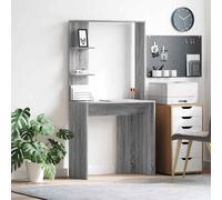 Writing desk Grey Sonoma 78.5x37x154.5cm Engineered Wood 2 Shelves Modern Study