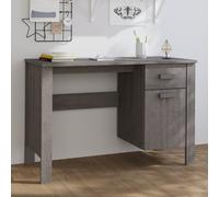Writing Desk Light Grey Solid Pinewood MDF 113x50x75cm Drawer Compartment Shelf