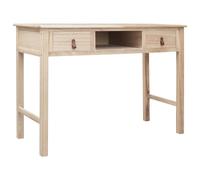 Writing Desk Natural Paulownia & Poplar Wood 110x45x76 cm 2 Drawers Vintage Slim