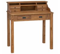 Writing Desk Natural Solid Teak 89.5x49.5x100cm Rustic 6-Drawer Storage Office+