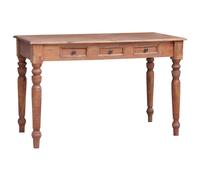 Writing Desk Old Brown Solid Mahogany 117x57x75cm 3 Drawer Distressed French Mid