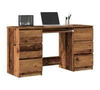 Writing Desk Old Wood 140x50x77cm Engineered Wood 6-Drawers for Study UK Storage