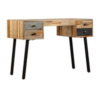 Writing Desk Reclaimed Teak 110x50x76 cm Rustic Solid Wood Steel 4-Drawer Retro