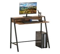 Writing Desk Rustic Brown 100x45x85cm Steel Frame Particleboard Two-Tier Storage