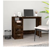 Writing desk Smoked Oak 102x50x76cm Engineered Wood 3-Drawer Compact Home Study
