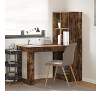 Writing Desk Smoked Oak 122x67x145cm Engineered Wood 2 Shelves Minimalist Studio