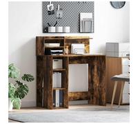Writing Desk Smoked Oak Engineered Wood 90 x 48 x 101.5 cm 4-Shelf Compact Home