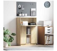 Writing Desk Sonoma Oak 71.5x31.5x106.5cm Engineered Wood 3 Door Storage Compact