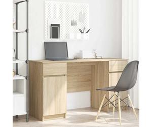 Writing Desk SonomaOak 140x49x76cm Engineered Wood Matte with Drawer & 2 Shelves