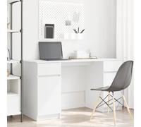 Vidaxl Desk White Engineered Wood 140 X 49 X 76 Cm Modern Study Desk, White