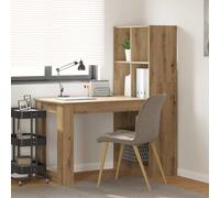 Writing Desk White Engineered Wood 122x67x145cm 2 Shelves Minimalist for PC Slim
