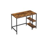 Writing Desk with 2 Shelves on Left or Right, Rustic Brown + Black / 100 x 50 x 75cm