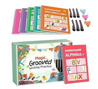 Writing Exercises, Reusable Page with Grooves for Learning | Writing Practice Book with Handles | For Preschool, Kindergarten and Early Childhood Children