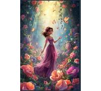 Writing Journal/Notebook/Diary for Girls, Princess in forest with flowers and butterflies, 80 Lined Pages (6inx9in) - Hardcover
