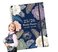 Writing Journals | Notebook A - Thick Paper July 2025-June 2026 Ring Binding Flowery Design Notebook for Notes Drafts Planning