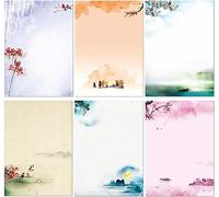 Writing Letter Paper 48 Sheet & Self-Sealing Envelops 24pc, Printer Friendly, 6 Assorted Japanese Style, A4 Size