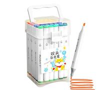 Writing Markers - Acrylic Double Tip Markers with Fine Tip and Brush, 48 Colours Fine Tip and Brush - Student School Supplies for Journaling, Sketching, Illustrations and Scrapb