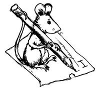 'Writing Mouse' Rubber Stamp - Unmounted Design for Crafting & Scrapbooking, A8 (RS00017492)