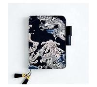 Writing Notebook Notepad Journal Crane Dragon Creativity Pattern Fabric Material Envelope Notebook A5 A6 Grid Blank Line Page Carry Bookmark Strip Design Notepad Work Journal(A6 2,Blank core pages)