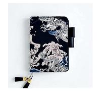 Writing Notebook Notepad Journal Crane Dragon Creativity Pattern Fabric Material Envelope Notebook A5 A6 Grid Blank Line Page Carry Bookmark Strip Design Notepad Work Journal(A6 2,Grid core pages)