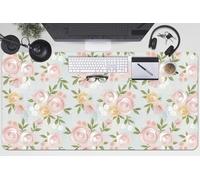 Writing Pad for Desk 100x50 cm PVC Vinyle Decor for Office and Home Easy Clean Non-Slip for Keyboard and Mouse Waterproof Scratch-Resistant Protection and Decoration - Watercolor Flowers