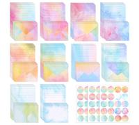 Writing Paper and Envelopes Set, 160 Sheets of A5 Watercolor Stationery with 60 Stickers, 10 Colors Colorful Lined Stationery Letter Writing Set for Love Letters Invitations Greeting Cards