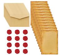 Writing Paper and Envelopes Set, Letter Writing Paper with Vintage Paper, 12 Sheets Writing Papers and 12 Envelopes with 12 Wax Seal Stickers for Love Letters