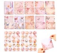 Writing Paper and Envelopes Set with Adhesive Dot, 60 Sheets Floral Letter Paper and 30 Envelopes, 8.5 x 11 Inch Lined Writing Stationery Kit for Mother's Day Wedding Religious Spring Invitation(B)