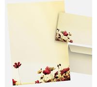 Writing Paper Set "Sunny Flowers" 20 Sheets of A4 + 20 Fully Printed Envelopes DIN Long for Laser/Ink/Copy/Hand