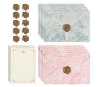Writing Paper with Envelope, 35 Pieces Writing Paper Set with 10 Envelopes and 10 Wax Seals, Self-Adhesive and 15 A5 Letter Paper, Vintage Paper, Love Letter for Birthday, Wedding Invitation (Pink)