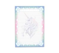 Writing Paper Writing Pad Unicorn Lined for Colouring for Girls Children School Horse Pink Blue (1 Pad A4 with 25 Sheets)