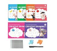 Writing Practice Book 6 Pieces Reusable Template Design Copybook | Addition and Subtraction Alphabet Practice Writing Workbook for Preschool Kindergarten Classroom